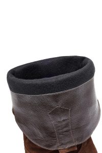 چکمه زنانه جیر قهوه‌ای کابوی پاشنه‌بلند ضخیم دری مد