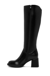 چکمه زنانه مشکی زیپ‌دار پاشنه پهن دری مد