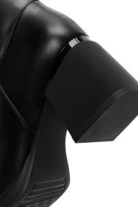 چکمه زنانه مشکی زیپ‌دار پاشنه پهن دری مد