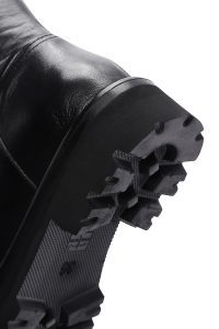 چکمه زنانه مشکی چرمی زیره ضخیم زیپ‌دار دری مد