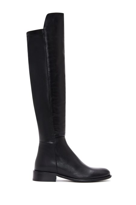 چکمه زنانه مشکی چرمی زیپ‌دار دری مد