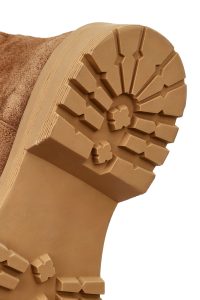 چکمه زنانه چرم جیر قهوه‌ای زیره‌ضخیم دری مد