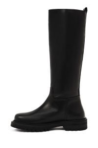 چکمه زنانه چرم مشکی زیره‌ضخیم دری مد