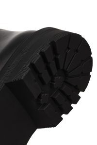 چکمه زنانه چرم مشکی زیره‌ضخیم دری مد