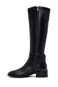 چکمه زنانه چرم مشکی زیپ‌دار دری مد