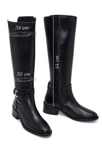 چکمه زنانه چرم مشکی زیپ‌دار دری مد