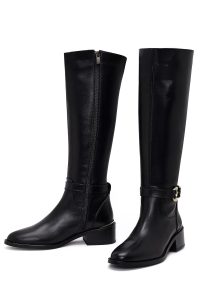 چکمه زنانه چرم مشکی زیپ‌دار دری مد