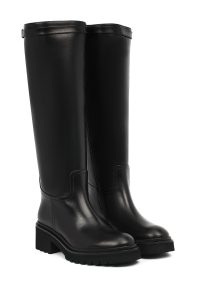 چکمه زنانه چرم مشکی زیپ‌دار زیره‌ضخیم دری مد