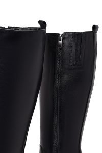 چکمه زنانه چرم مشکی پاشنه‌بلند ضخیم زیپ‌دار دری مد