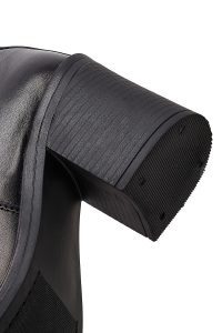 چکمه زنانه چرم مشکی پاشنه‌بلند ضخیم زیپ‌دار دری مد