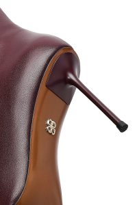 چکمه زنانه چرمی زرشکی زیپ‌دار پاشنه بلند باریک دری مد