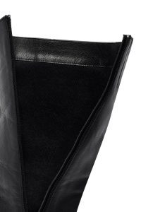 چکمه زنانه چرمی مشکی پاشنه‌بلند ضخیم زیپ‌دار دری مد