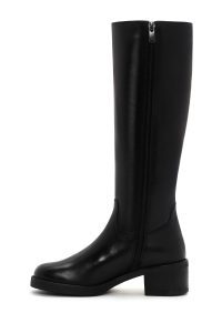 چکمه زنانه چرمی مشکی پاشنه‌کوتاه ضخیم زیپ‌دار دری مد