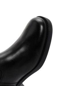 چکمه زنانه چرمی مشکی پاشنه‌کوتاه ضخیم زیپ‌دار دری مد