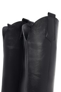 چکمه زنانه چرمی مشکی کابوی پاشنه‌بلند ضخیم دری مد