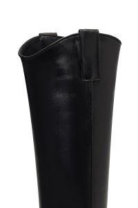 چکمه زنانه کابوی چرم مشکی پاشنه‌کوتاه دری مد