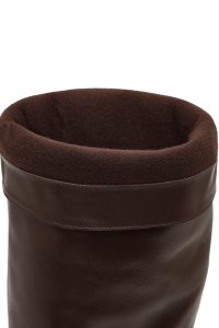 چکمه چرمی زنانه قهوه‌ای پاشنه نازک دری‌مد