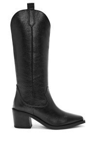 چکمه کابوی زنانه مشکی چرمی پاشنه‌دار دری مد