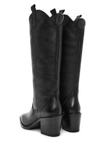 چکمه کابوی زنانه مشکی چرمی پاشنه‌دار دری مد