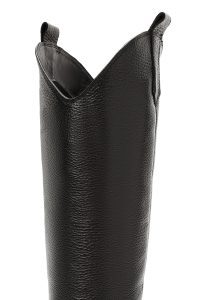 چکمه کابوی زنانه مشکی چرمی پاشنه‌دار دری مد