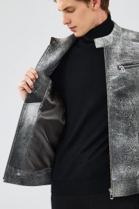 کاپشن اسپرت چرم طوسی نبوک مردانه کاررا دری مد