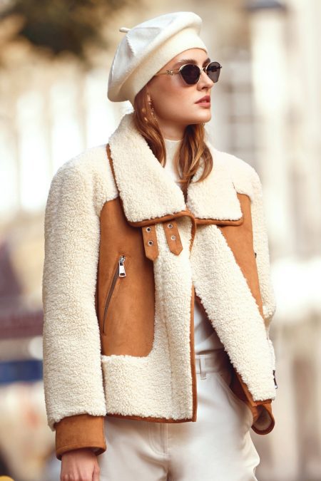 کاپشن تدی زنانه بژ کوتاه Samoens دری مد