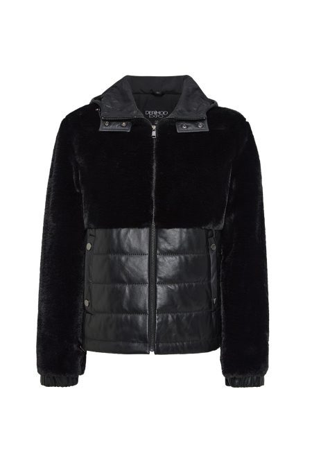 کاپشن تدی زنانه مشکی کلاه‌دار Alabama دری مد