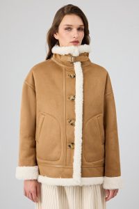 کاپشن تدی چرمی زنانه کاراملی دوطرفه Oslo دری مد