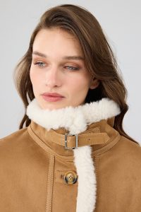 کاپشن تدی چرمی زنانه کاراملی دوطرفه Oslo دری مد