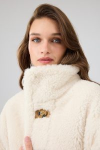 کاپشن تدی چرمی زنانه کاراملی دوطرفه Oslo دری مد