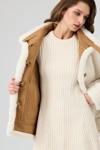 کاپشن تدی چرمی زنانه کاراملی دوطرفه Oslo دری مد