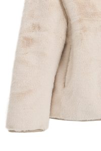 کاپشن زنانه Malmö چرم تدی بژ اورسایز یقه‌خوابیده دری مد