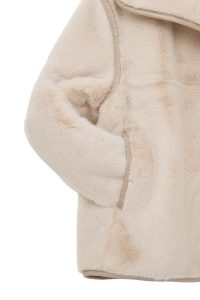 کاپشن زنانه Malmö چرم تدی بژ اورسایز یقه‌خوابیده دری مد