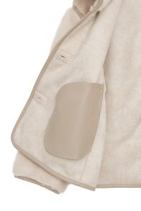 کاپشن زنانه Malmö چرم تدی بژ اورسایز یقه‌خوابیده دری مد