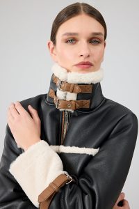 کاپشن زنانه Megeve تدی مشکی کوتاه دری مد