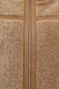 کاپشن زنانه Prag چرم تدی خردلی کلاه‌دار دری مد