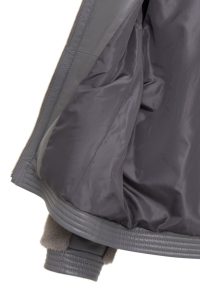 کاپشن زنانه Prag چرم تدی طوسی کلاه‌دار دری مد