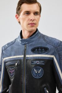 کاپشن چرمی اسلیم فیت مشکی مردانه تیک آف دری مد