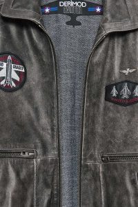 کاپشن چرمی مردانه خاکستری یقه‌دار خزدار خلبانی Hurricane دری مد