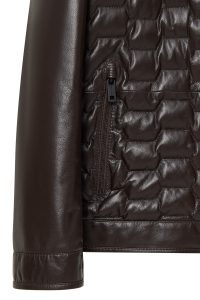 کاپشن چرمی مردانه قهوه‌ای کلاه‌دار Silva دری مد