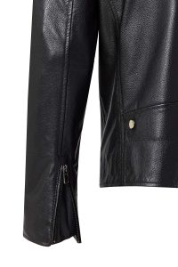 کاپشن چرمی مردانه مشکی کلاه‌دار موتورسواری Butler دری مد