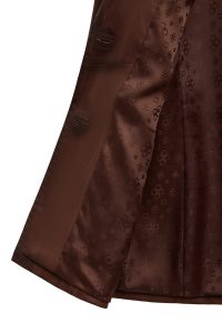 کت زنانه Barbara چرم قهوه‌ای مدل بلیزر دری مد