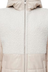 کت زنانه بژ خزدار کلاه دار Atlanta دری مد