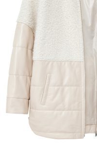 کت زنانه بژ خزدار کلاه دار Atlanta دری مد