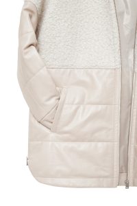 کت زنانه بژ خزدار کلاه دار Atlanta دری مد