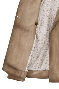 کت زنانه Estel چرم بژ اورسایز یقه کراواتی دری مد