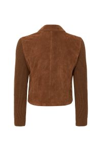 کت چرم جیر یقه دو سینه قهوه ای زنانه Marcy دری مد