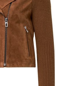 کت چرم جیر یقه دو سینه قهوه ای زنانه Marcy دری مد