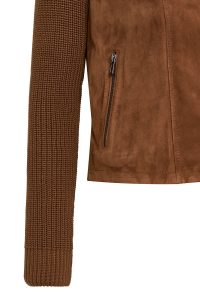 کت چرم جیر یقه دو سینه قهوه ای زنانه Marcy دری مد