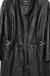 کت چرم مشکی طرح کروکودیلی زنانه کولت دری مد